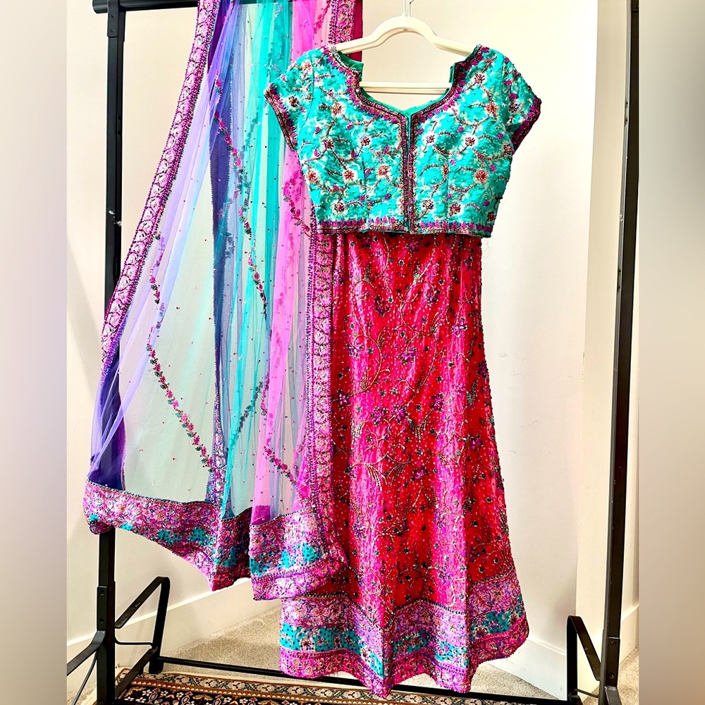 Women’s multi-coloured engagement/party lehnga